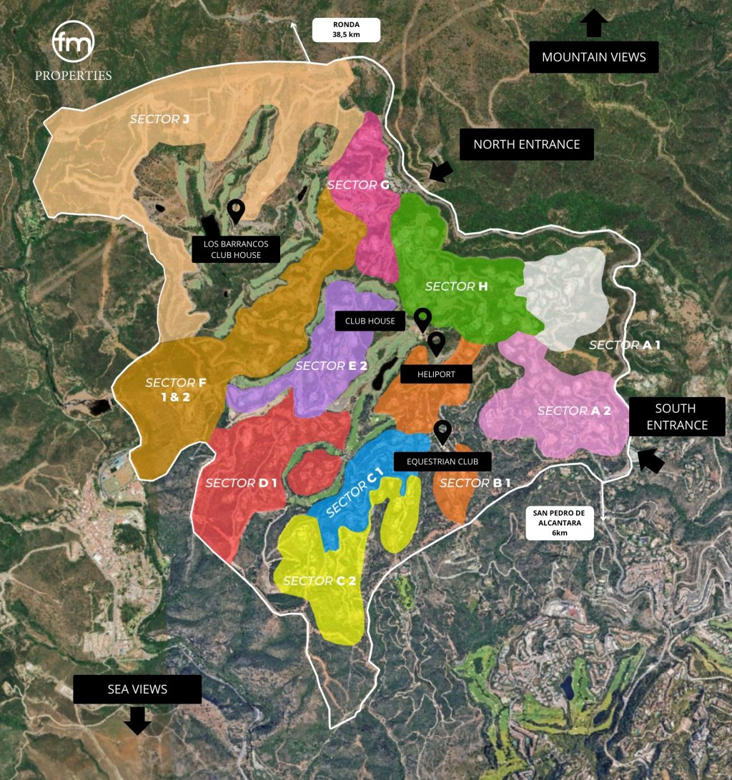 Mapa Zagaleta - Zonas